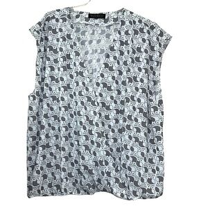 💥2/$15 Eloquii cute black white owl print split surplice blouse plus size 26/28